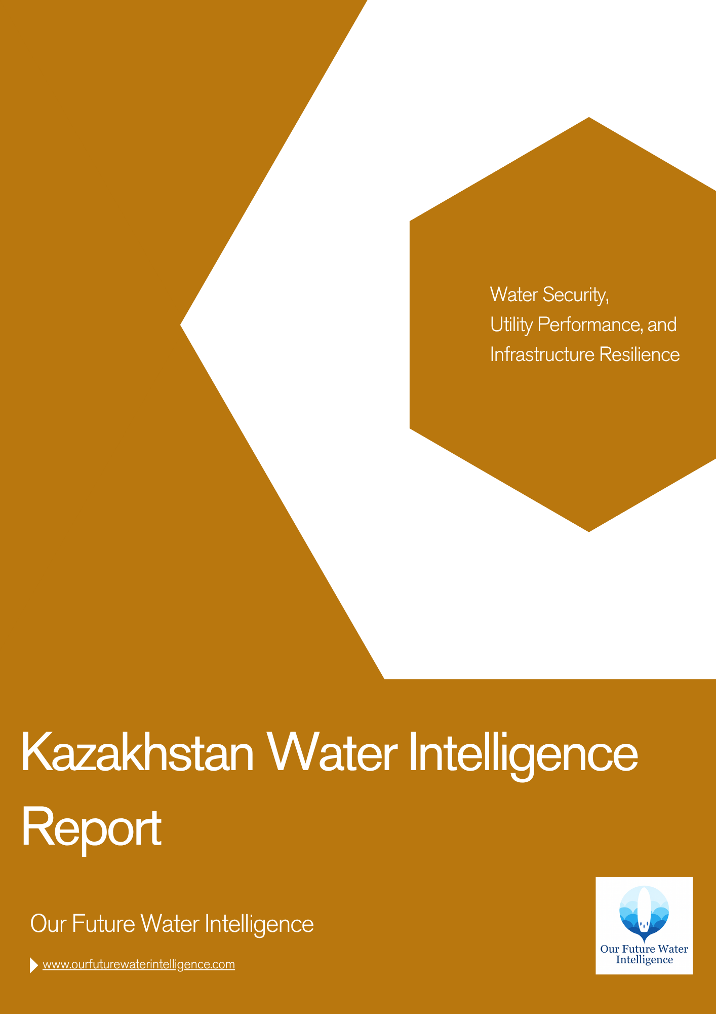 Cover of the Kazakhstan Water Intelligence Report with a brown and white design.