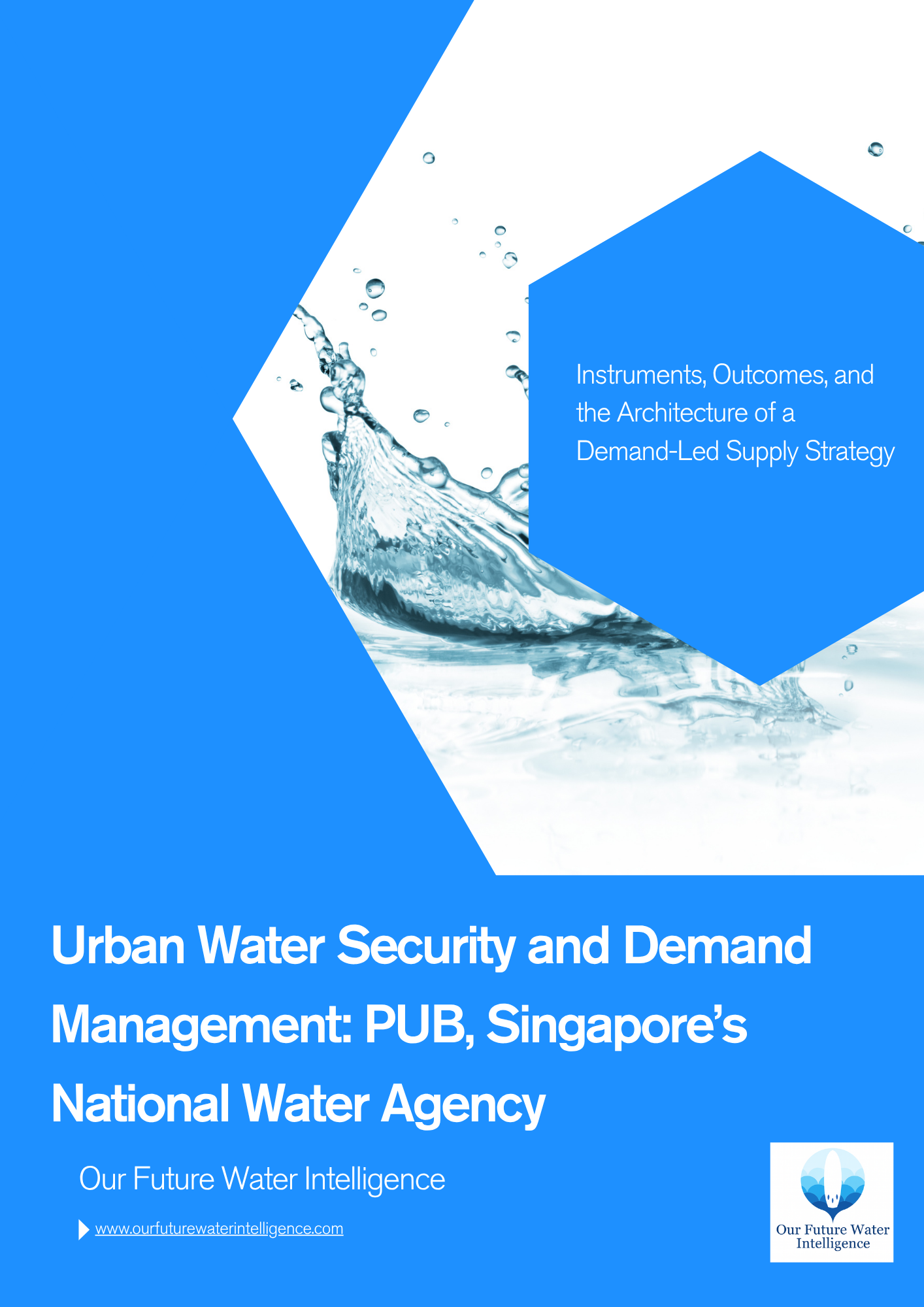 Cover of a report on urban water security and demand management with a blue and white design.