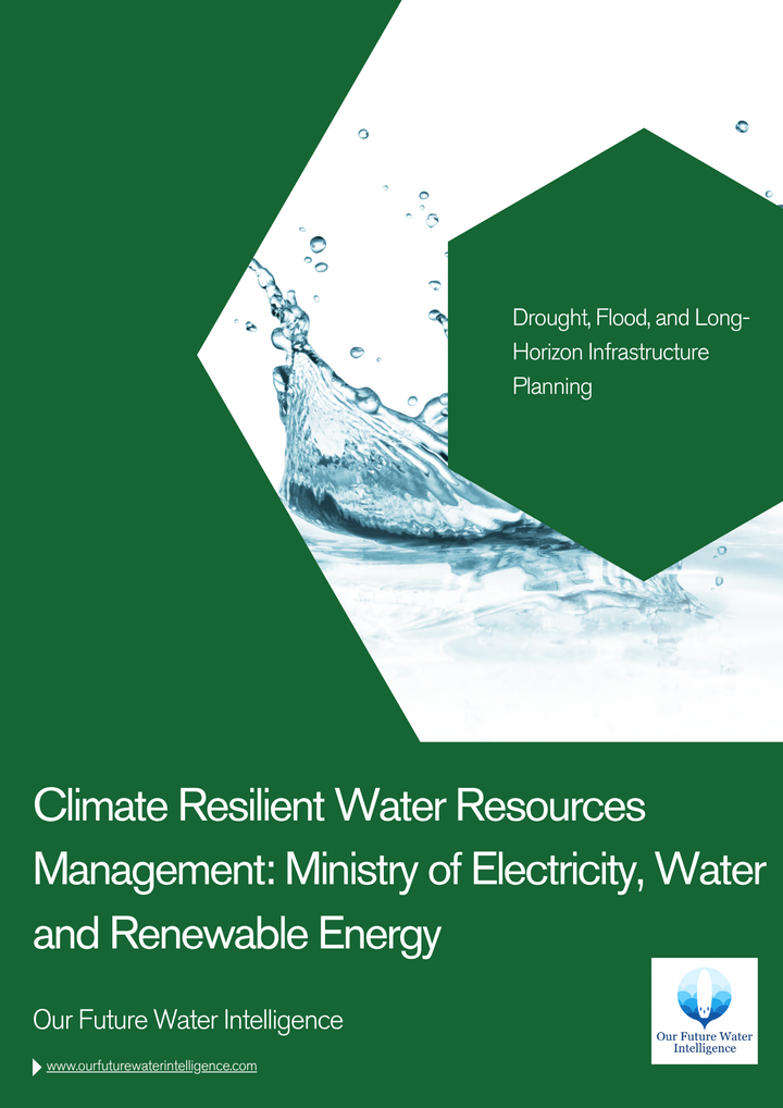Cover of a report on climate resilient water resources management with a green and white design.