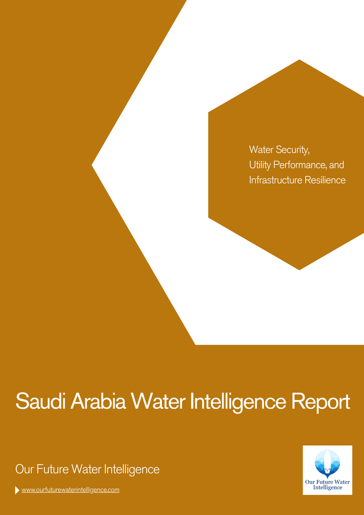 Cover of a report titled 'Saudi Arabia Water Intelligence Report' with a maroon and white design.